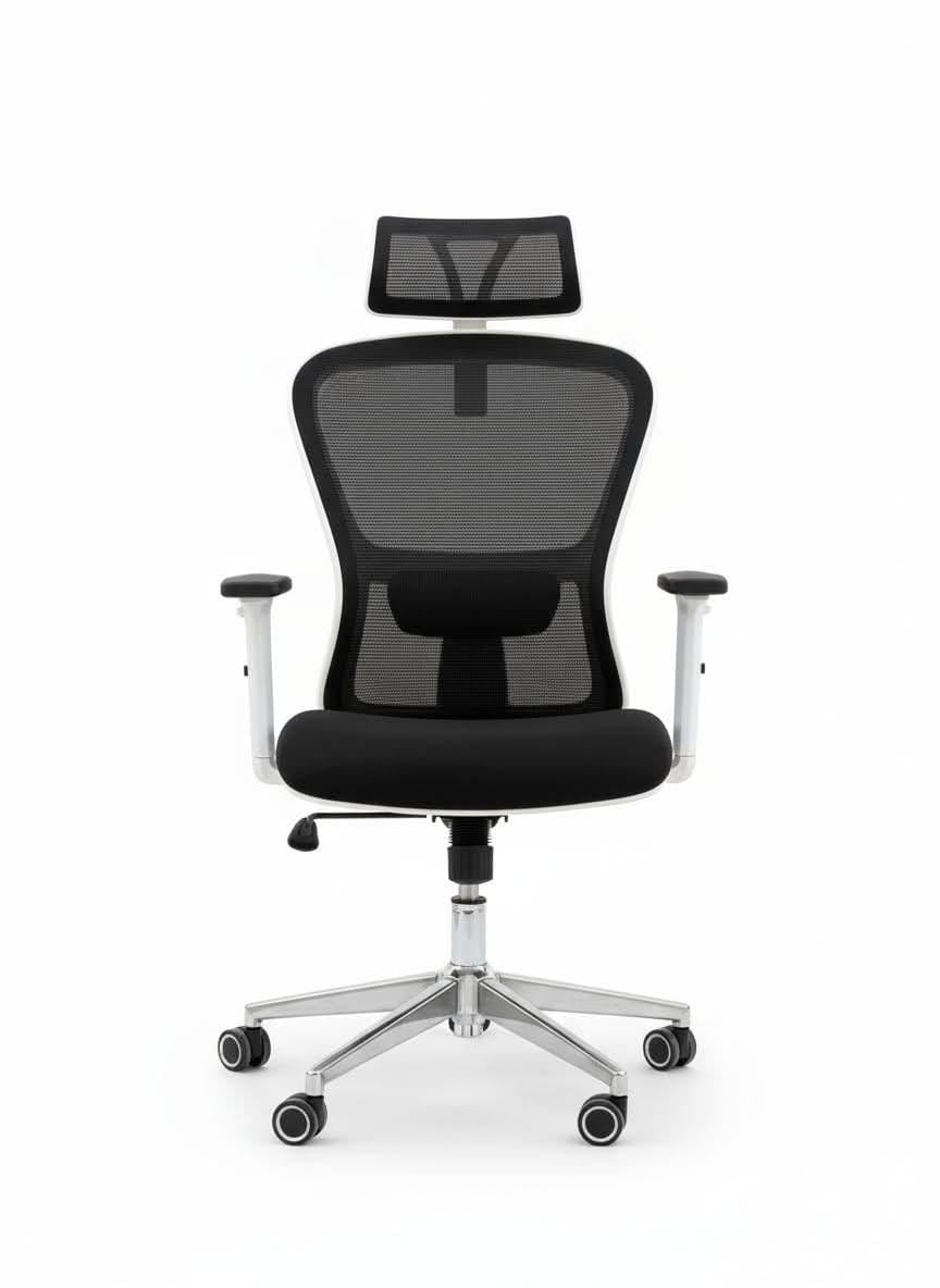 Milano Chair – White Frame, Nickel Base