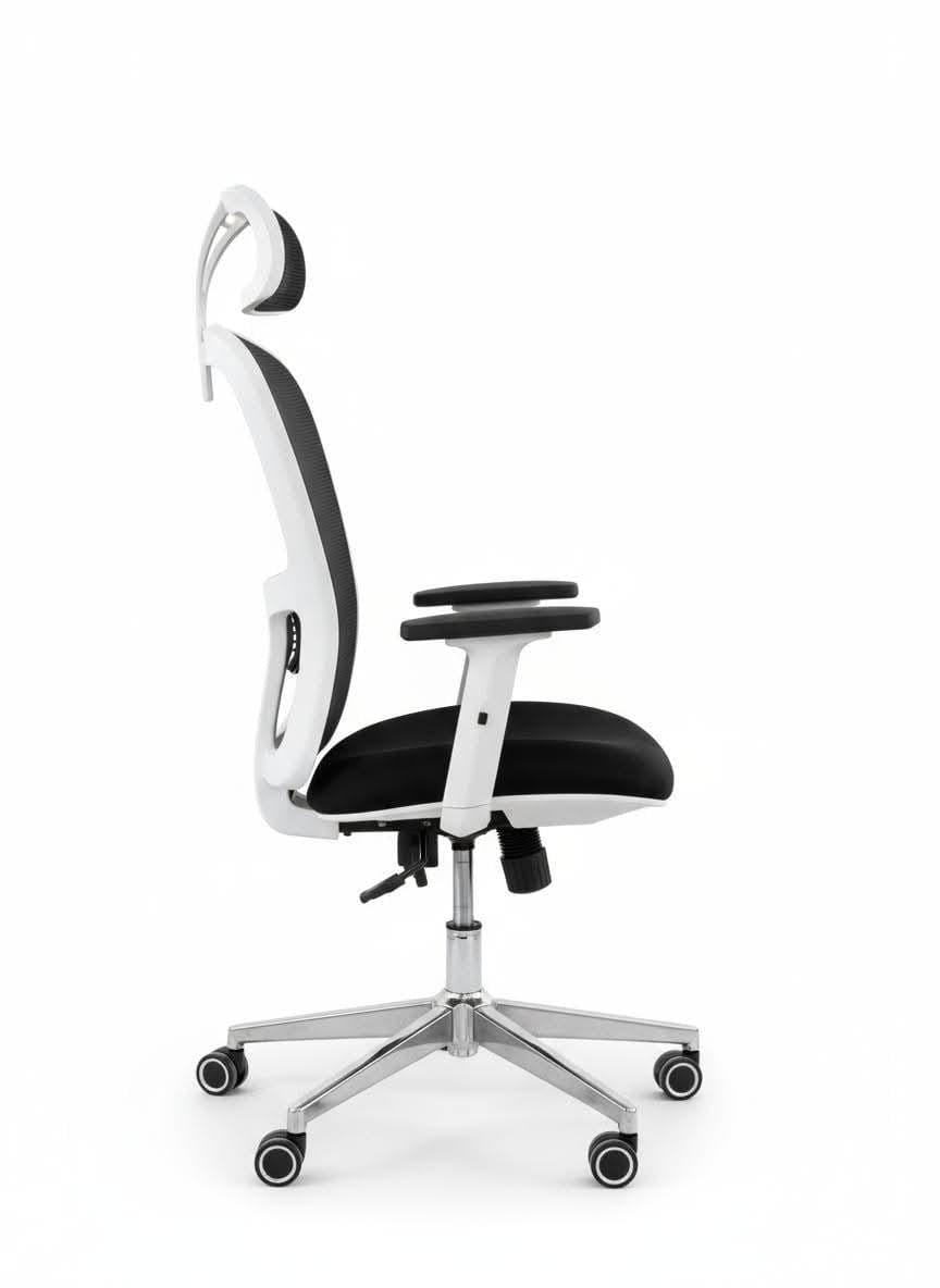 Milano Chair – White Frame, Nickel Base