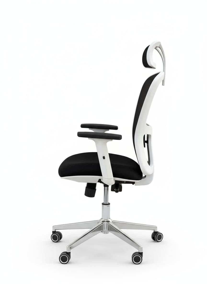 Milano Chair – White Frame, Nickel Base