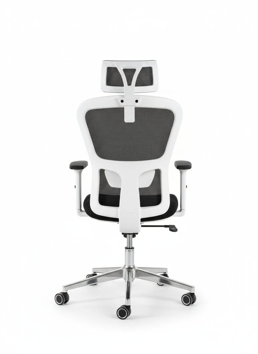 Milano Chair – White Frame, Nickel Base