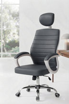 Bob High Back - Leather Chair- White Frame