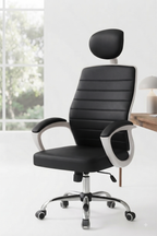 Bob High Back - Leather Chair- White Frame