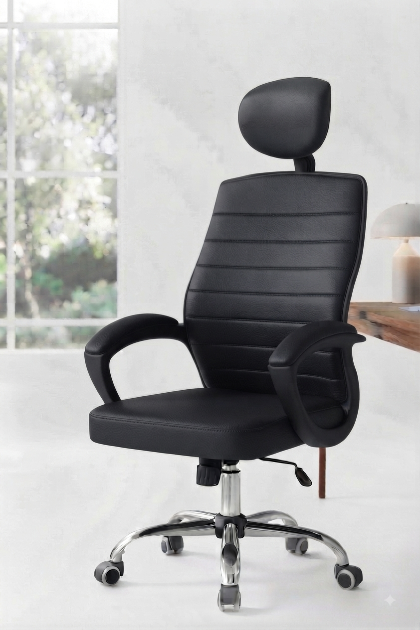 Bob High Leather Chair – Black Frame