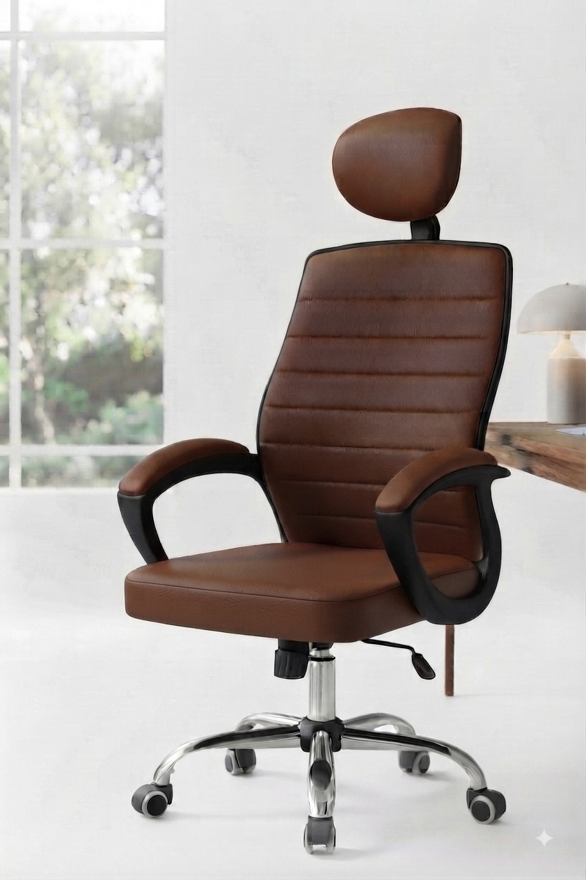 Bob High Leather Chair – Black Frame