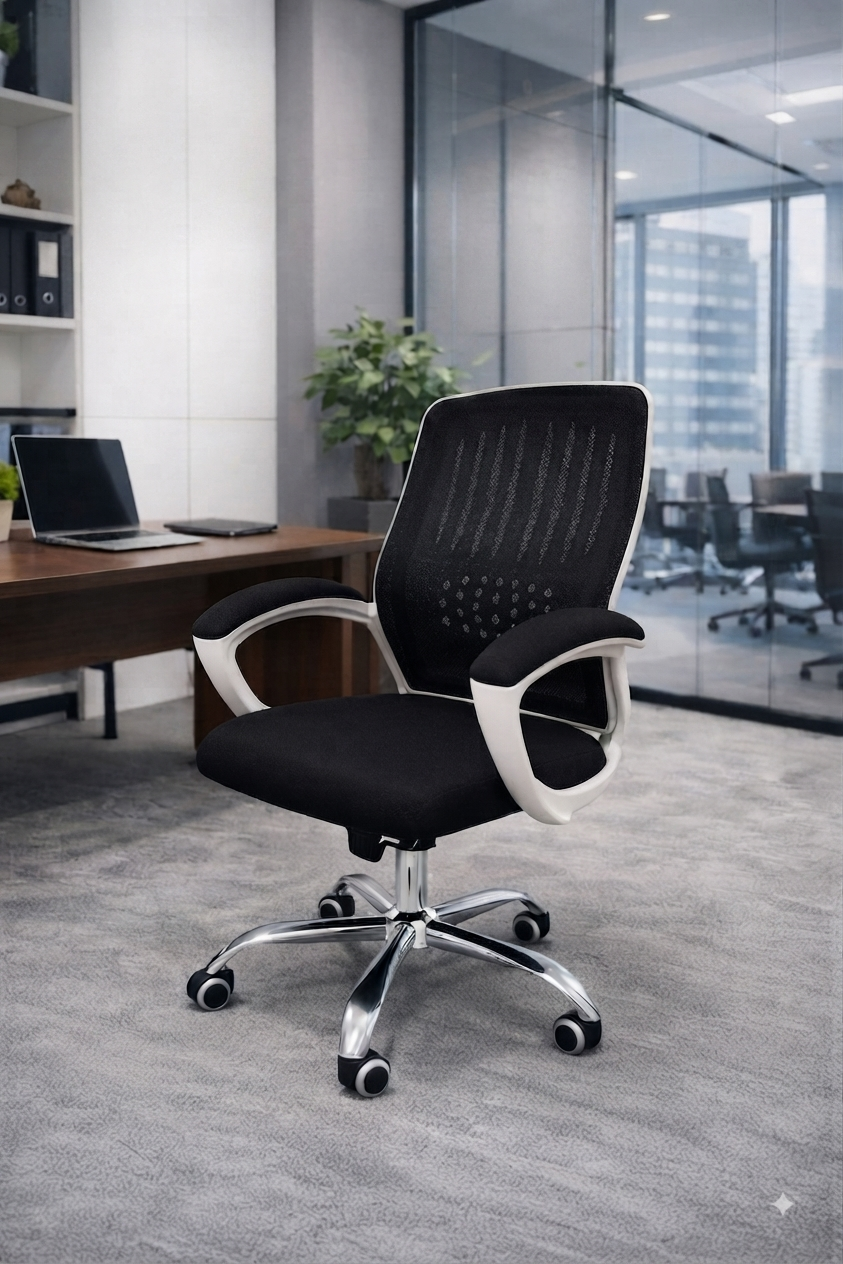 Bob Mid-Back Chair- White Frame