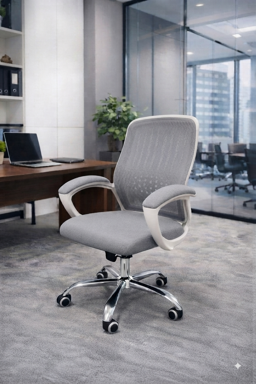 Bob Mid-Back Chair- White Frame