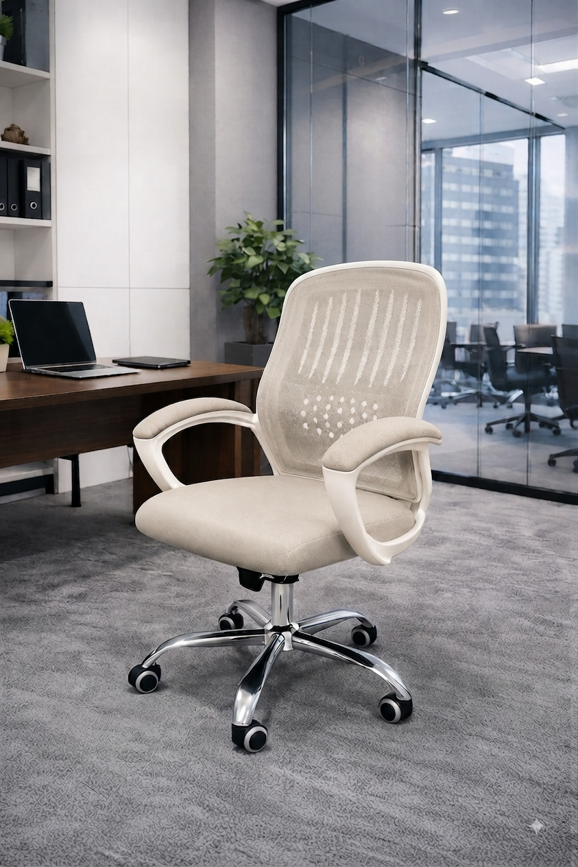 Bob Mid-Back Chair- White Frame